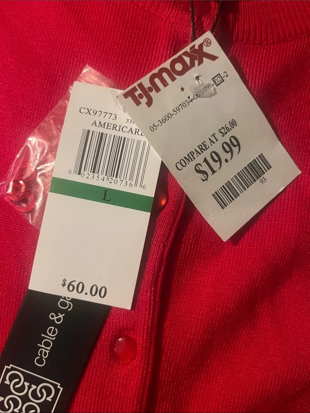 Cable & Gauge Red Button-Front Crewneck Cardigan